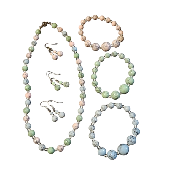 PICK 1 - Boho Beaded Set or Pastel Howlite Bead Necklace Set ~ NEW - Picture 2 of 6